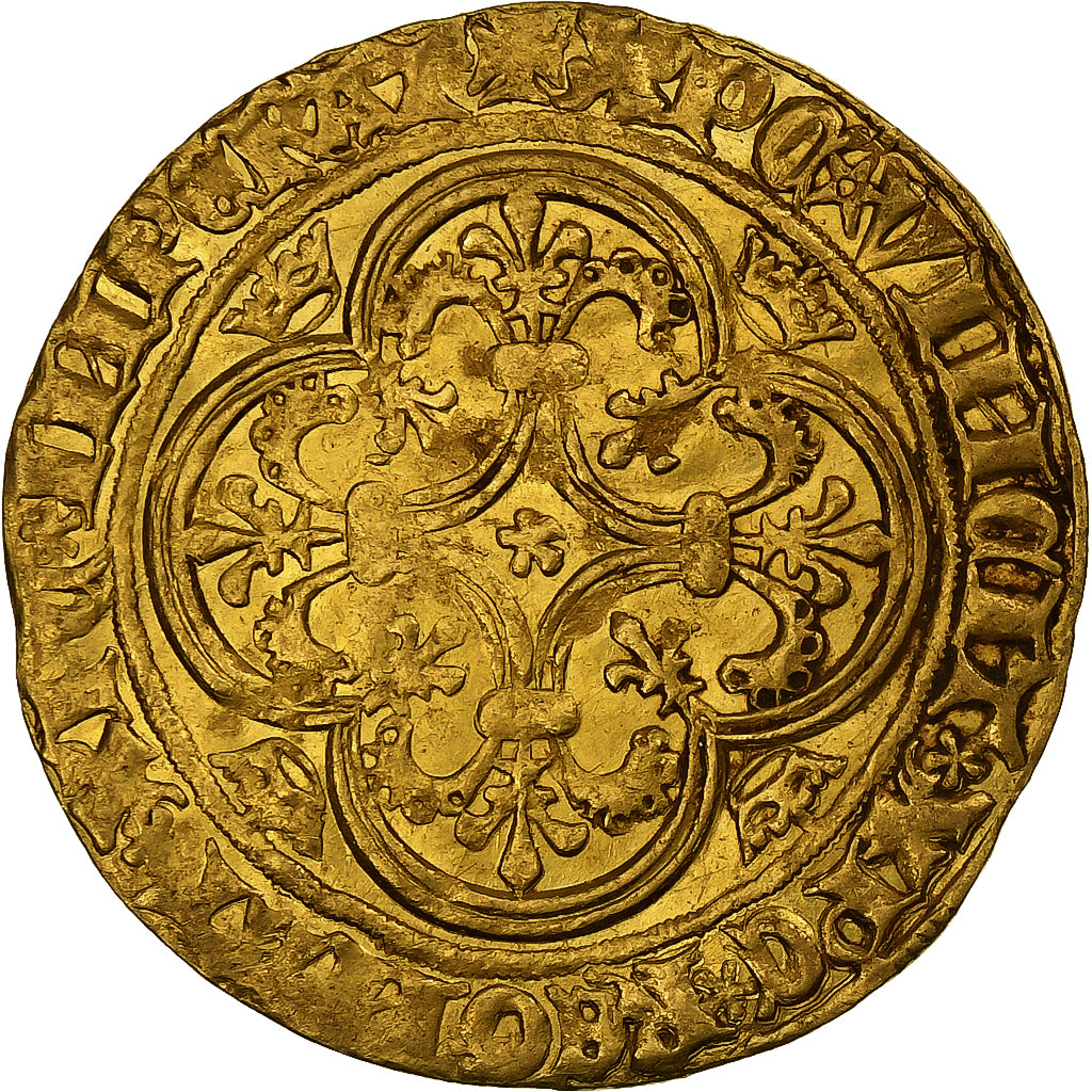 Francja, Charles VI, Écu d'or à la couronne, 1389-1422, Troyes, Złoto