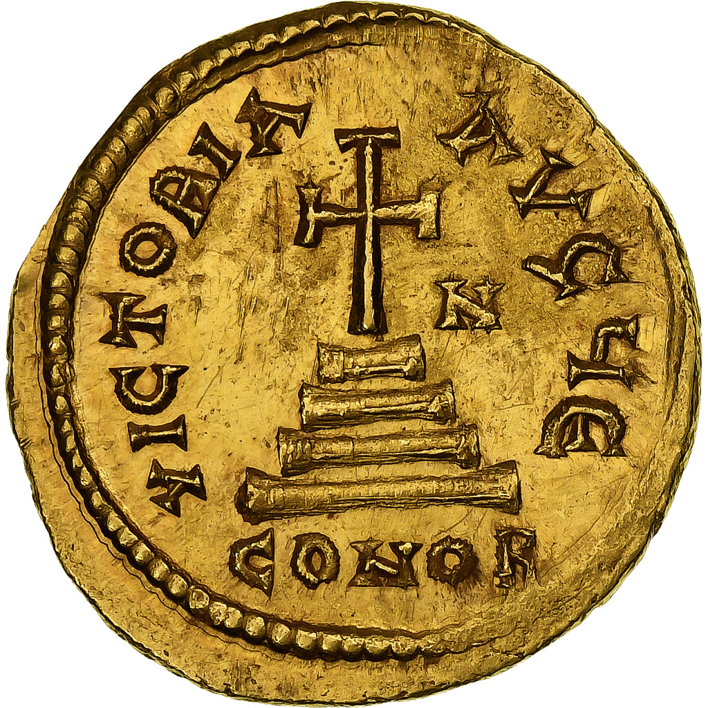 Heraclius, with Heraclius Constantine, Solidus, 613-638, Constantinople, Oro