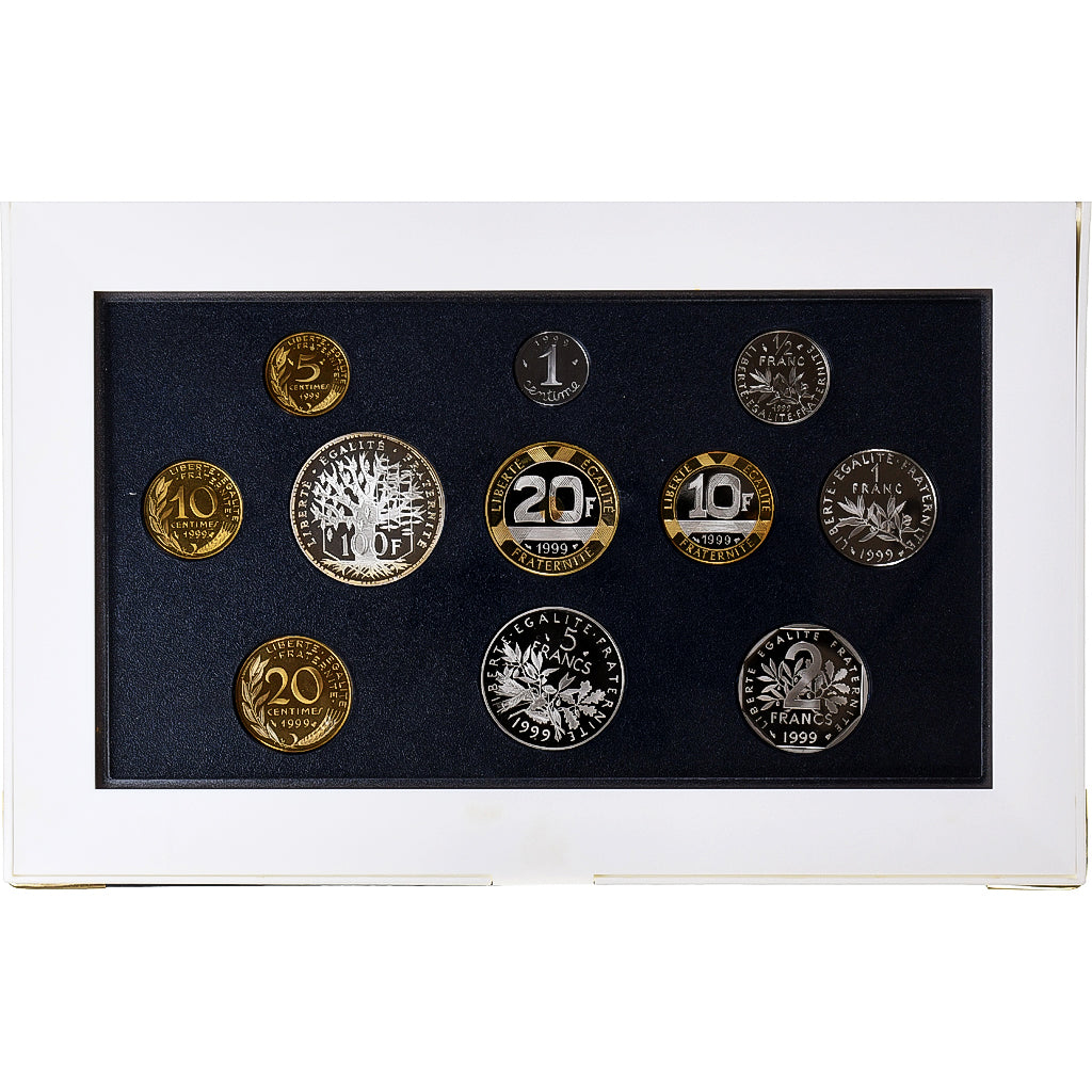 France, Coffret 1 c. à 100 frs., 1999, MDP, Proof, MS(65-70)