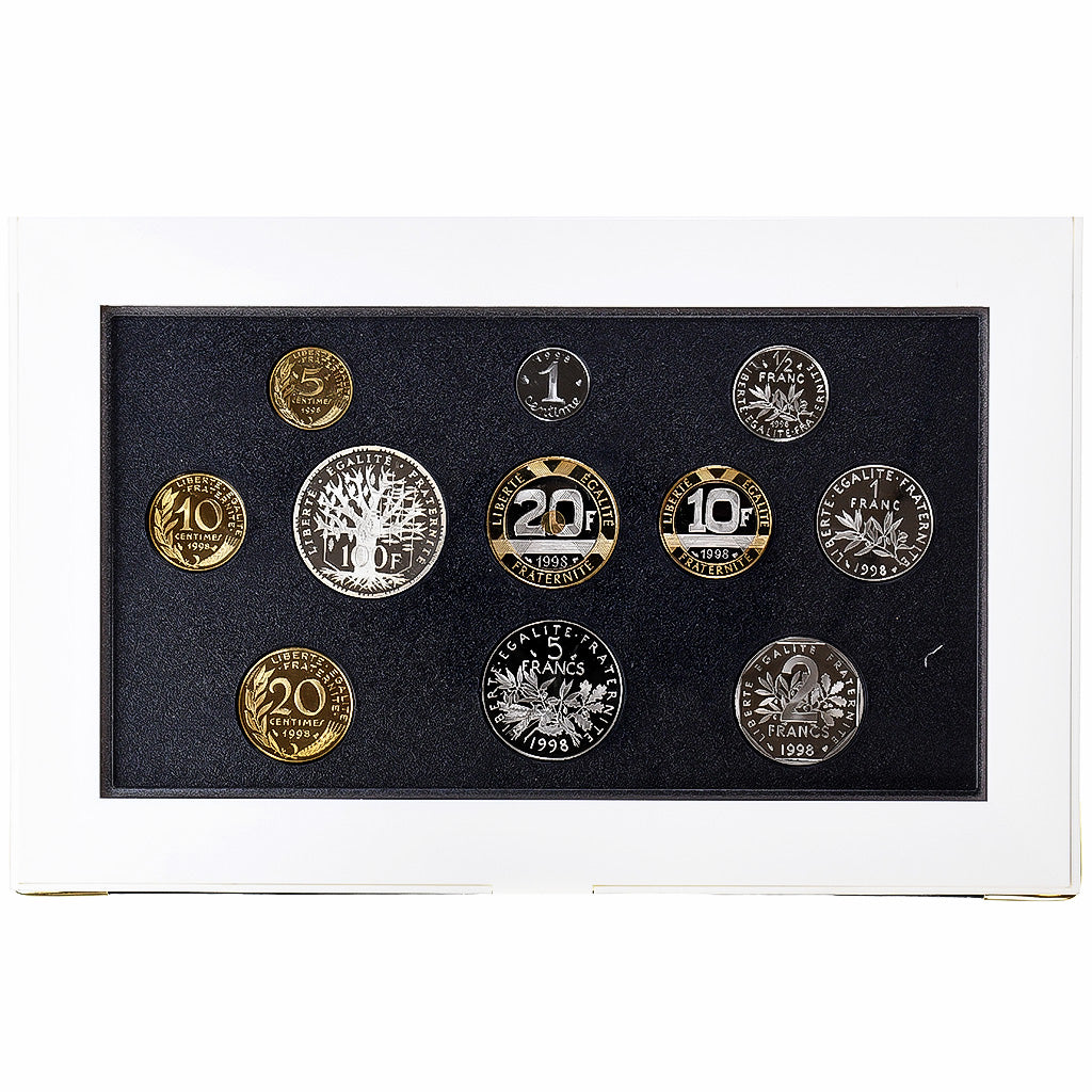 France, Coffret 1 c. à 100 frs., 1998, MDP, Proof, MS(65-70)