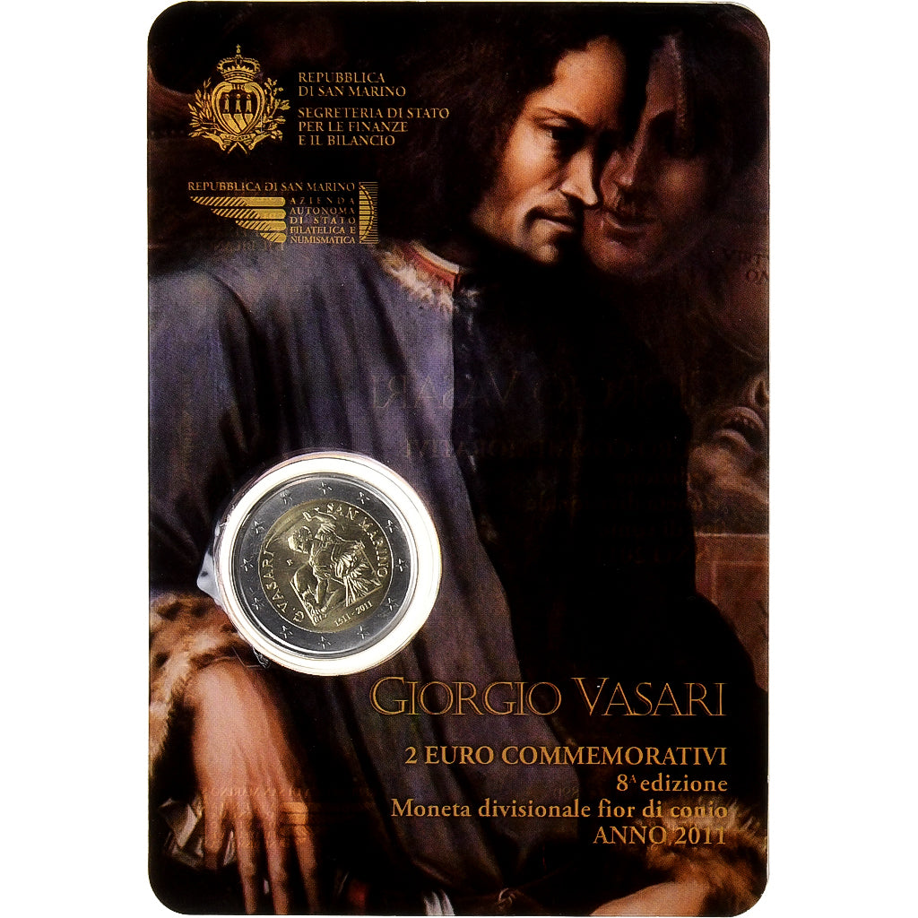 Saint Marin , 2 Euro, Giorgo Vasari, Coin card, 2011, Rome, Bimétallique, FDC