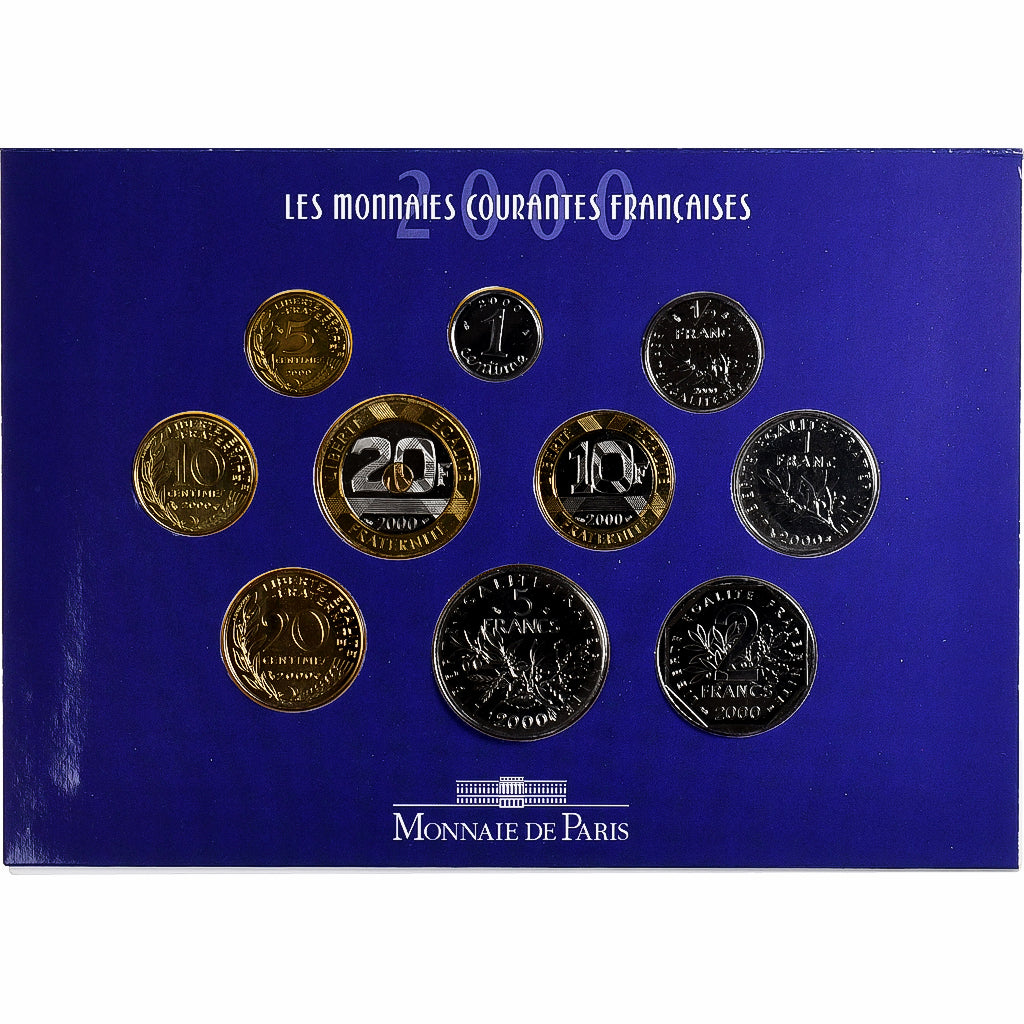 Francja, Coffret 1 c. à 20 frs., 2000, MDP, BU, ND, MS(65-70)