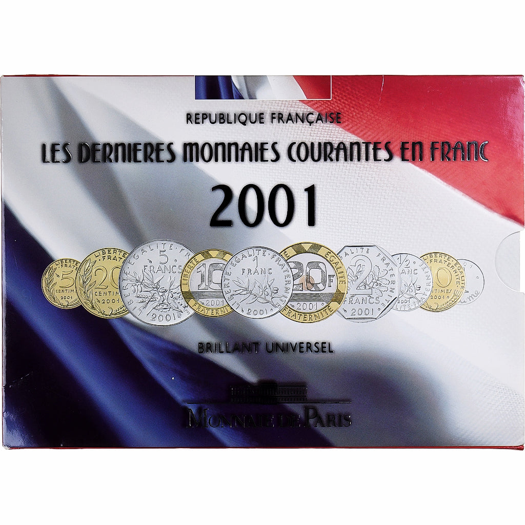 France, Coffret 1 c. à 20 frs., 2001, MDP, BU, MS(65-70)
