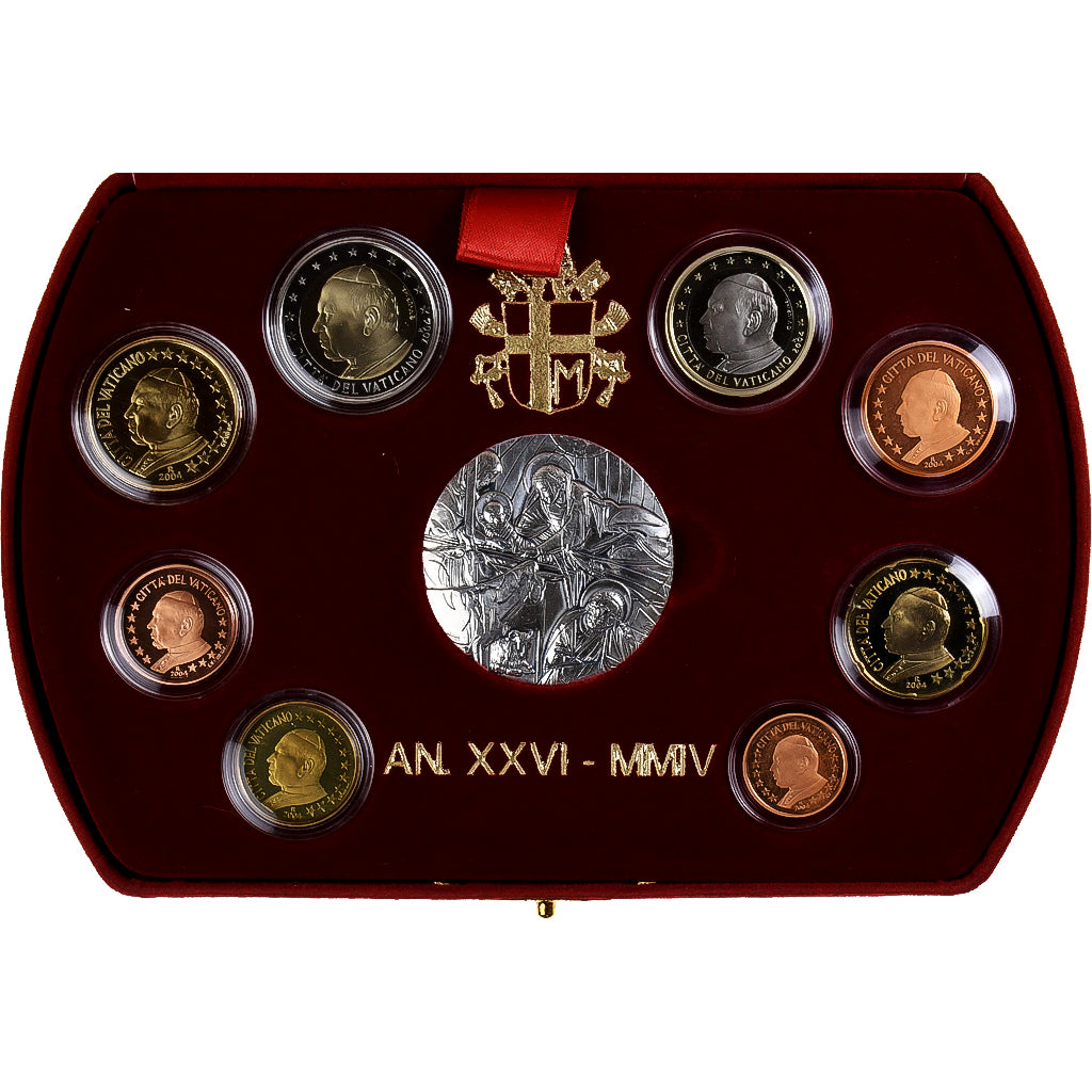 Watykan, John Paul II, Set 1 ct. - 2 Euro + Medal, Proof, 2004 - Anno XXVI