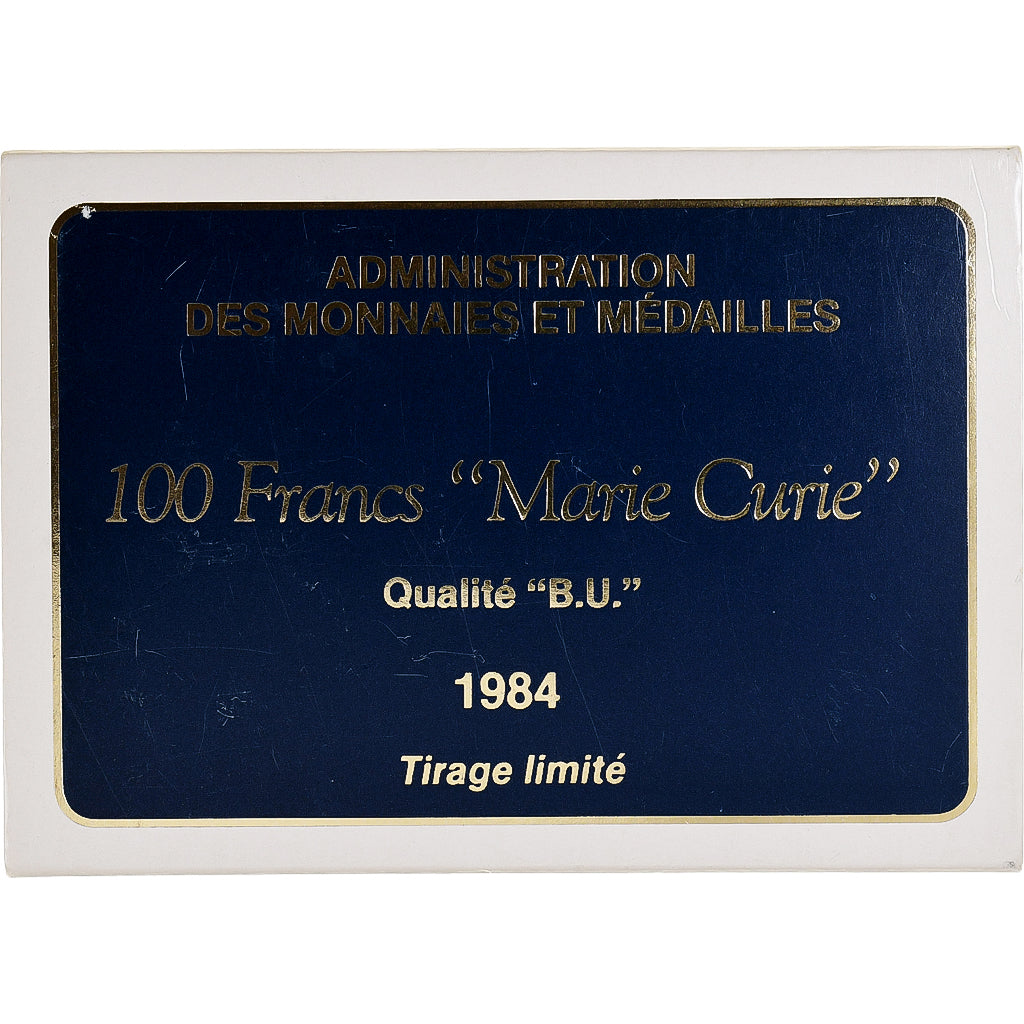 France, 100 Francs, Marie Curie, 1984, MDP, BU, Argent, FDC