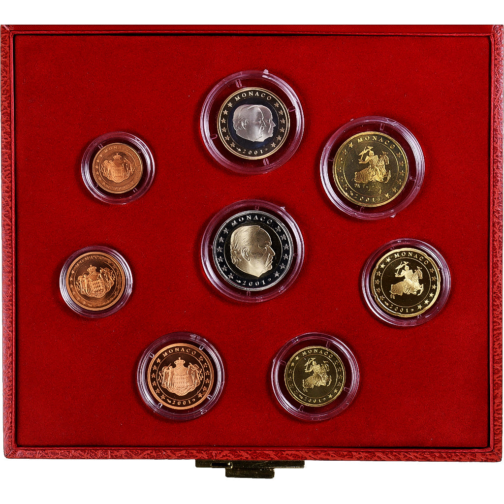 Monaco, Rainier III & Albert, Coffret 1c. à 2€, Proof, 2001, MDP, MS(65-70)