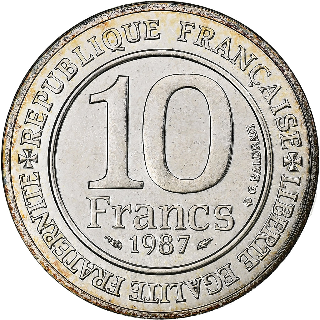 Francja, 10 Francs, Charlemagne, 1987, MDP, BU, Srebro, MS(65-70)