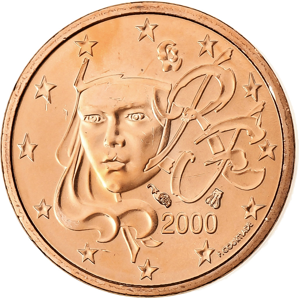 France, Euro Cent, BU, 2000, MDP, Copper Plated Steel, MS(65-70), KM:1282
