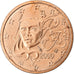 France, 2 Euro Cent, BU, 2000, MDP, Copper Plated Steel, MS(65-70), KM:1283