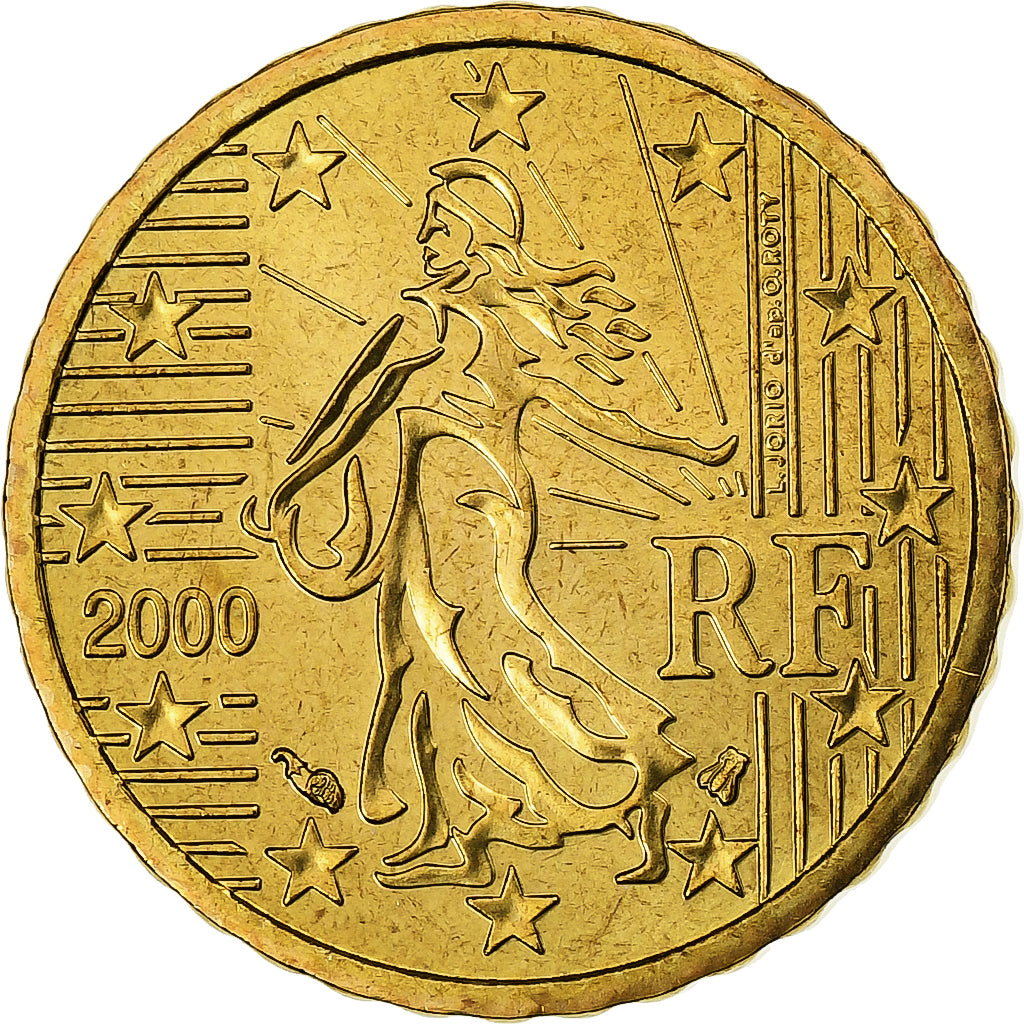 Frankrijk, 10 Euro Cent, BU, 2000, MDP, Nordic gold, FDC, KM:1285