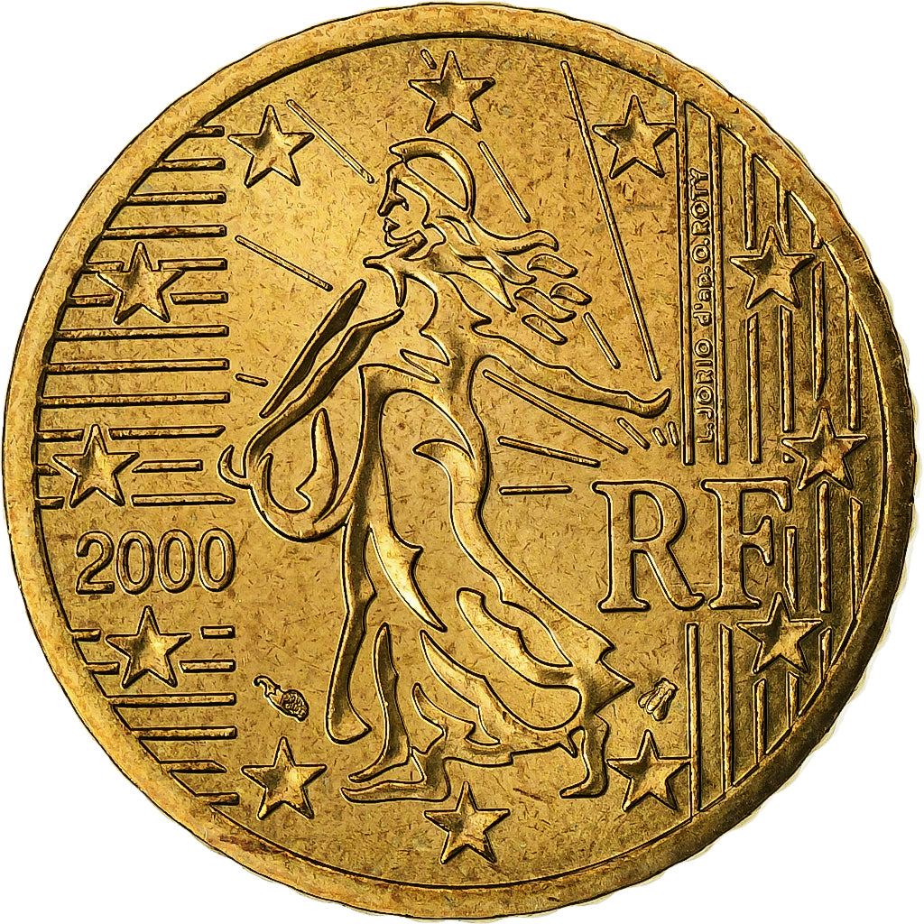 Francja, 50 Euro Cent, BU, 2000, MDP, Nordic gold, MS(65-70), KM:1287