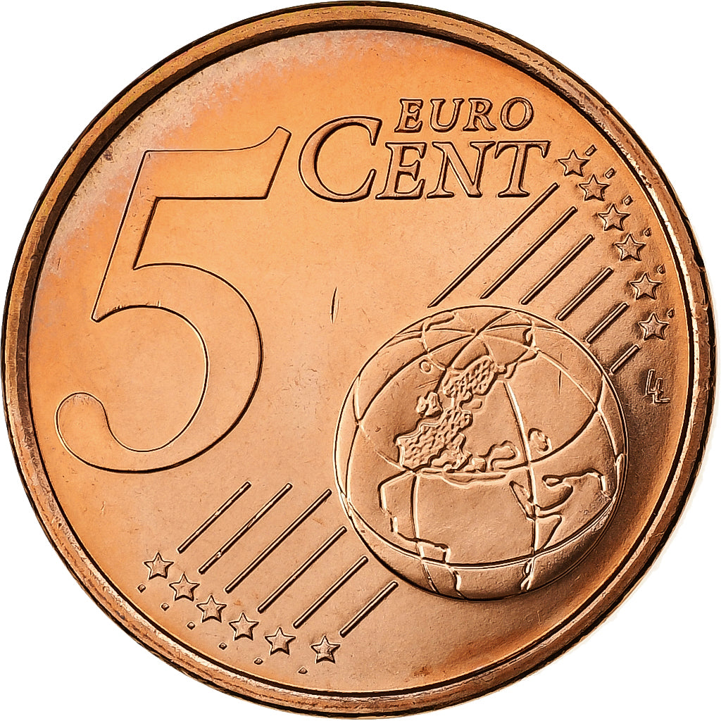 França, 5 Euro Cent, BU, 2001, MDP, Aço Cromado a Cobre, MS(65-70), KM:1284