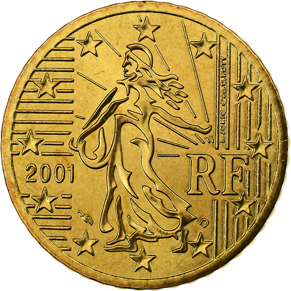 França, 50 Euro Cent, BU, 2001, MDP, Nordic gold, MS(65-70), KM:1287
