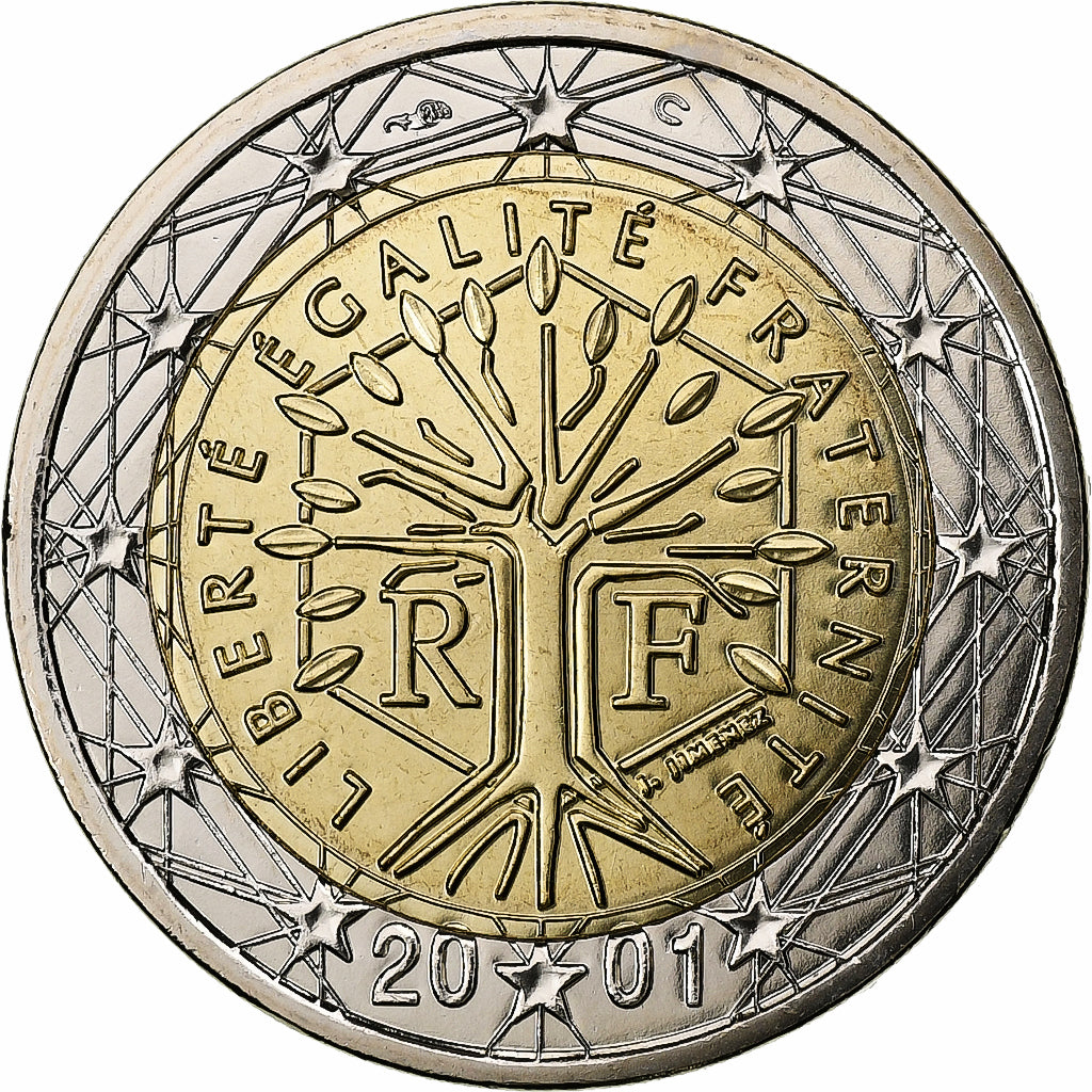 France, 2 Euro, BU, 2001, MDP, Bi-Metallic, MS(65-70), KM:1289