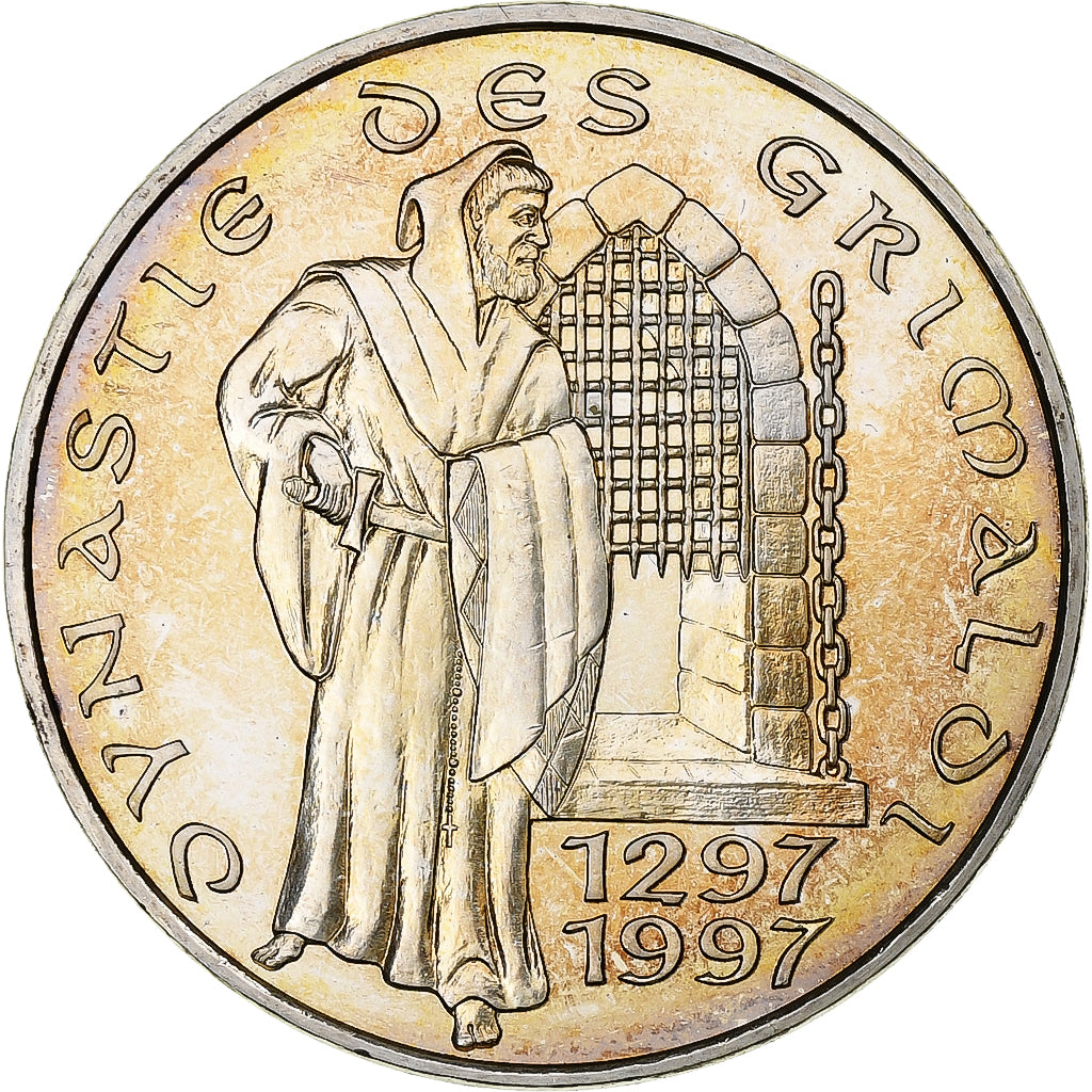 Monaco, 100 Francs, Dynastie des Grimaldi, 1997, MDP, Silver, MS(63)