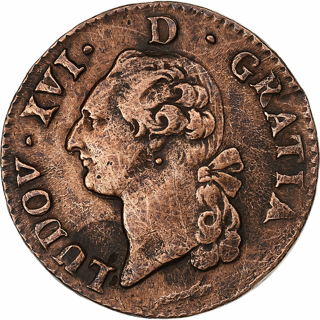 Francia, Louis XVI, Sol de Béarn, 1780, Pau, Rame, MB+, Gadoury:350a