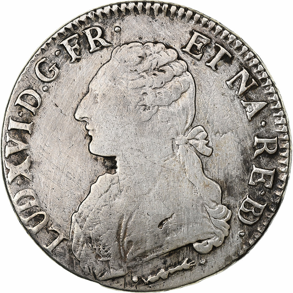 France, Louis XVI, Écu de Béarn aux branches d'olivier, 1782, Pau, Silver