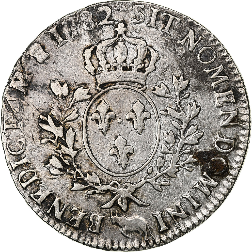 France, Louis XVI, Écu de Béarn aux branches d'olivier, 1782, Pau, Silver