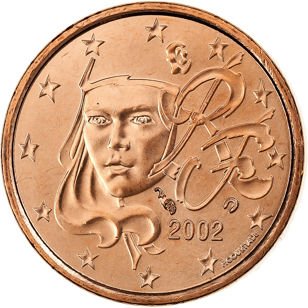 France, Euro Cent, BU, 2002, MDP, Copper Plated Steel, MS(65-70), KM:1282