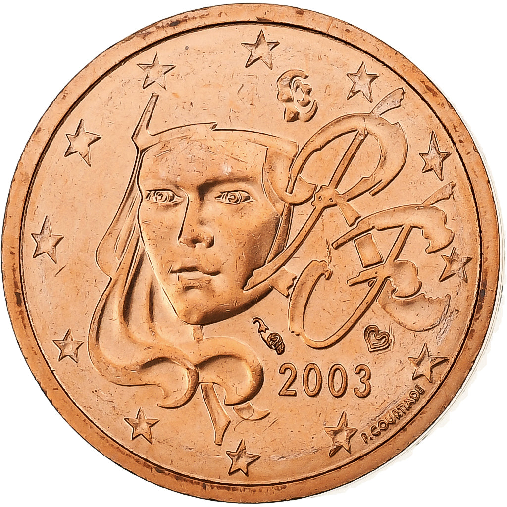 França, 2 Euro Cent, BU, 2003, MDP, Aço Cromado a Cobre, MS(65-70), KM:1283