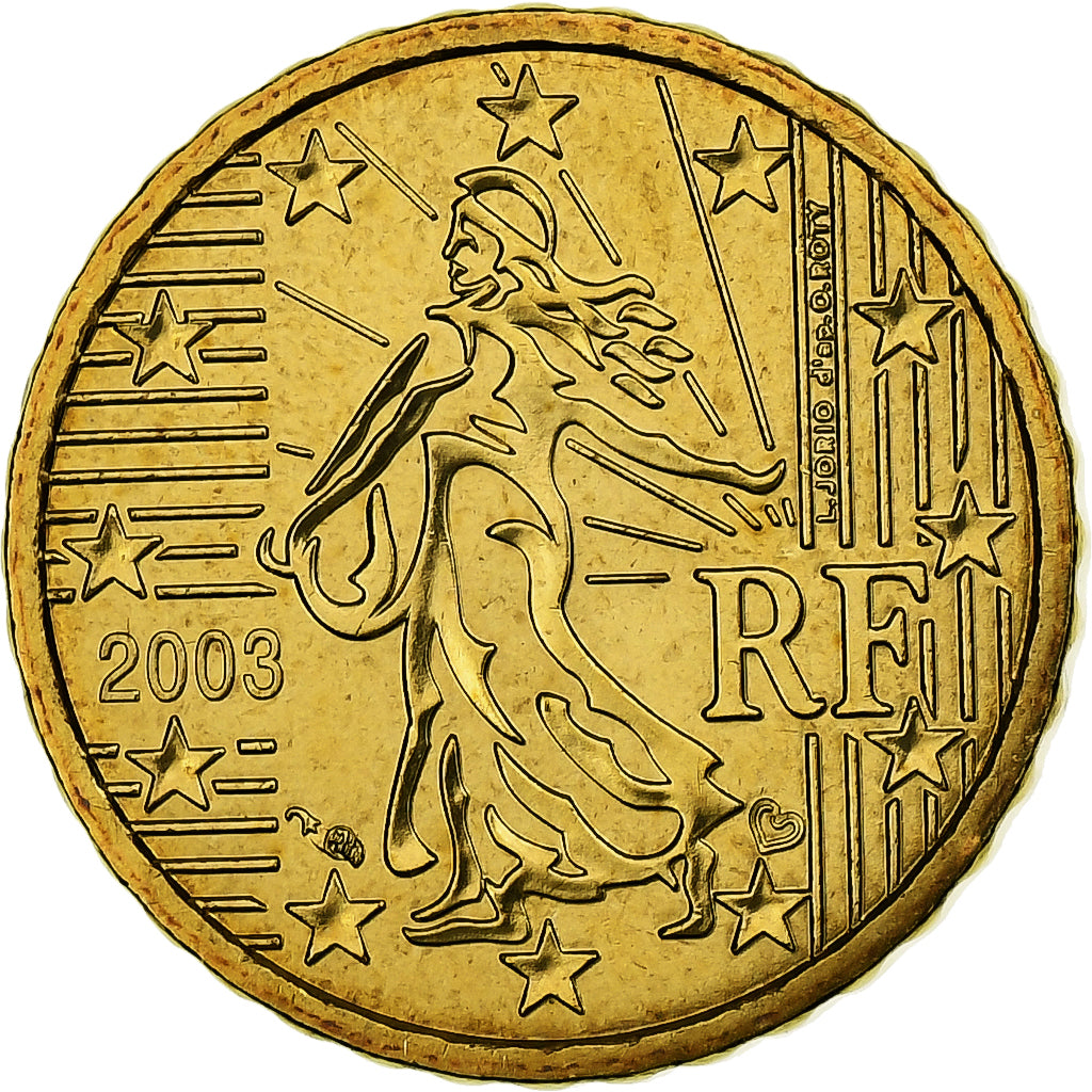França, 10 Euro Cent, BU, 2003, MDP, Nordic gold, MS(65-70), KM:1285