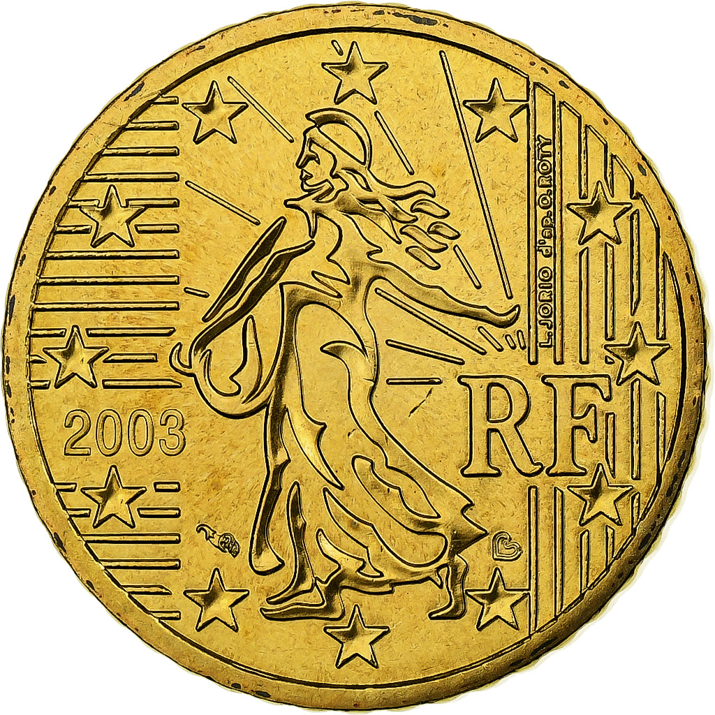 França, 50 Euro Cent, BU, 2003, MDP, Nordic gold, MS(65-70), KM:1287