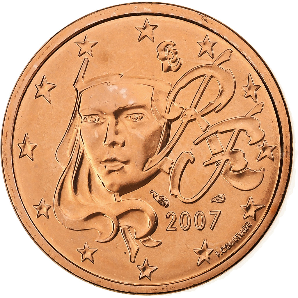 França, 5 Euro Cent, BU, 2007, MDP, Aço Cromado a Cobre, MS(65-70), KM:1284