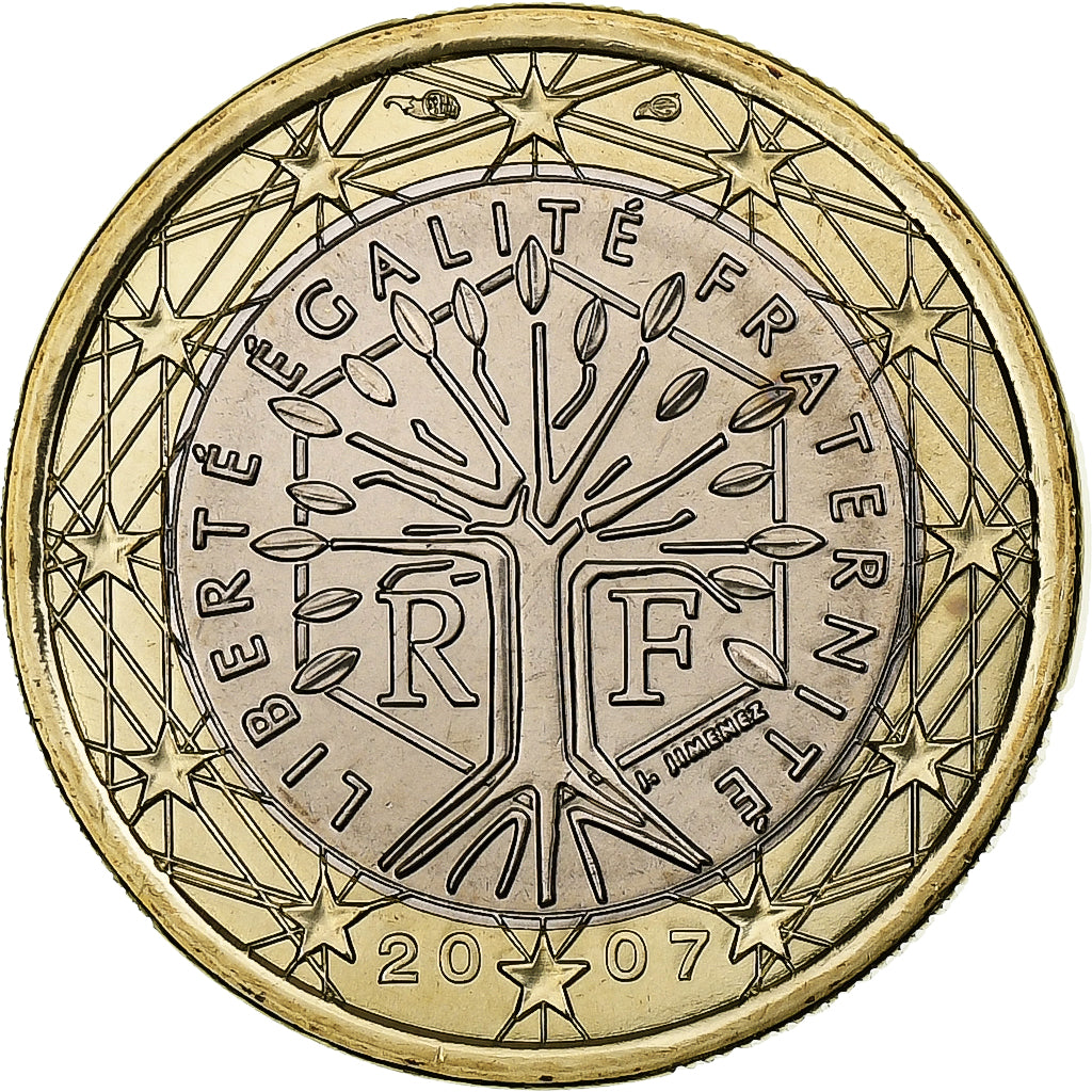 Francia, Euro, BU, 2007, MDP, Bimetálico, FDC, KM:1413
