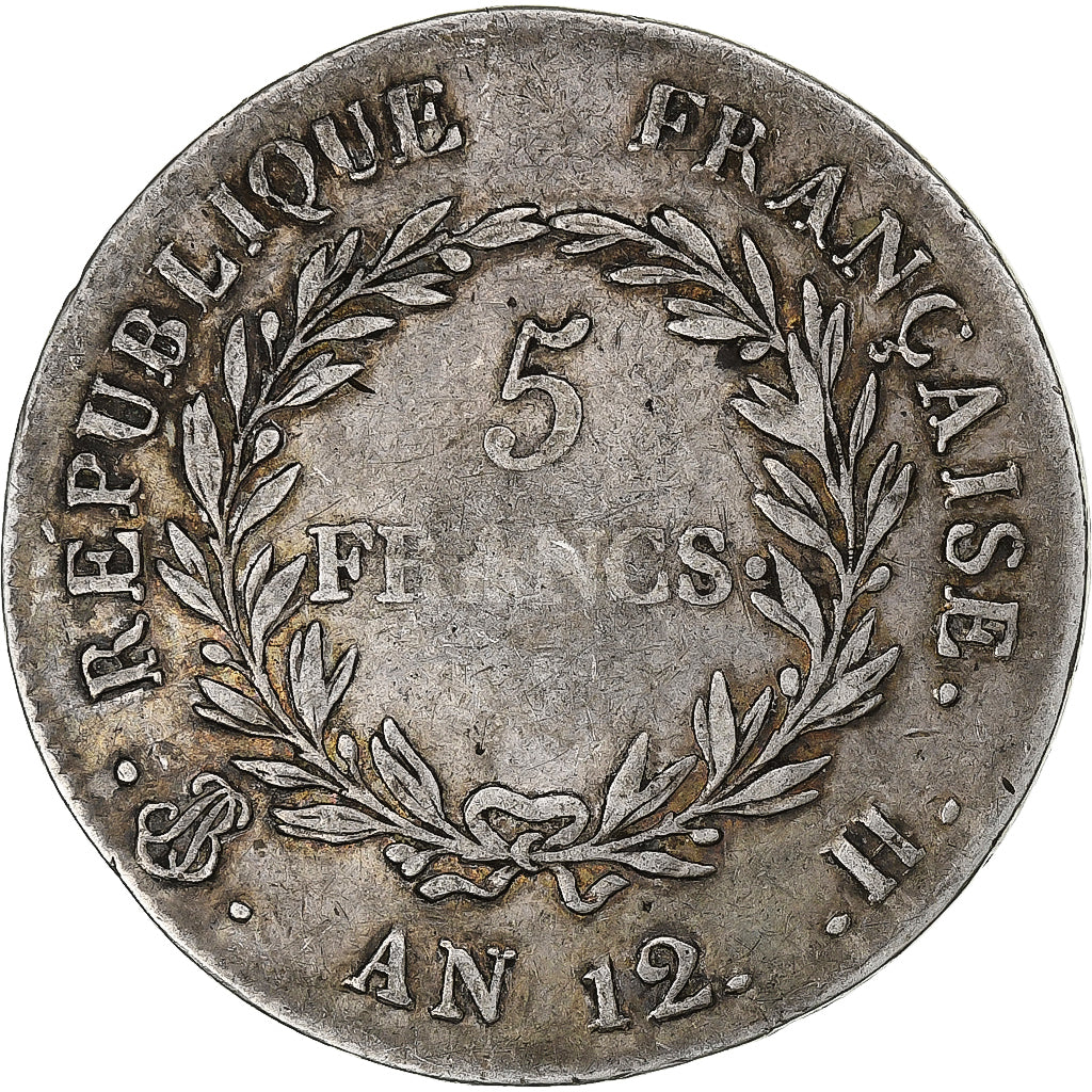 Frankrijk, Bonaparte Premier Consul, 5 Francs, An 12, La Rochelle, Zilver, FR+