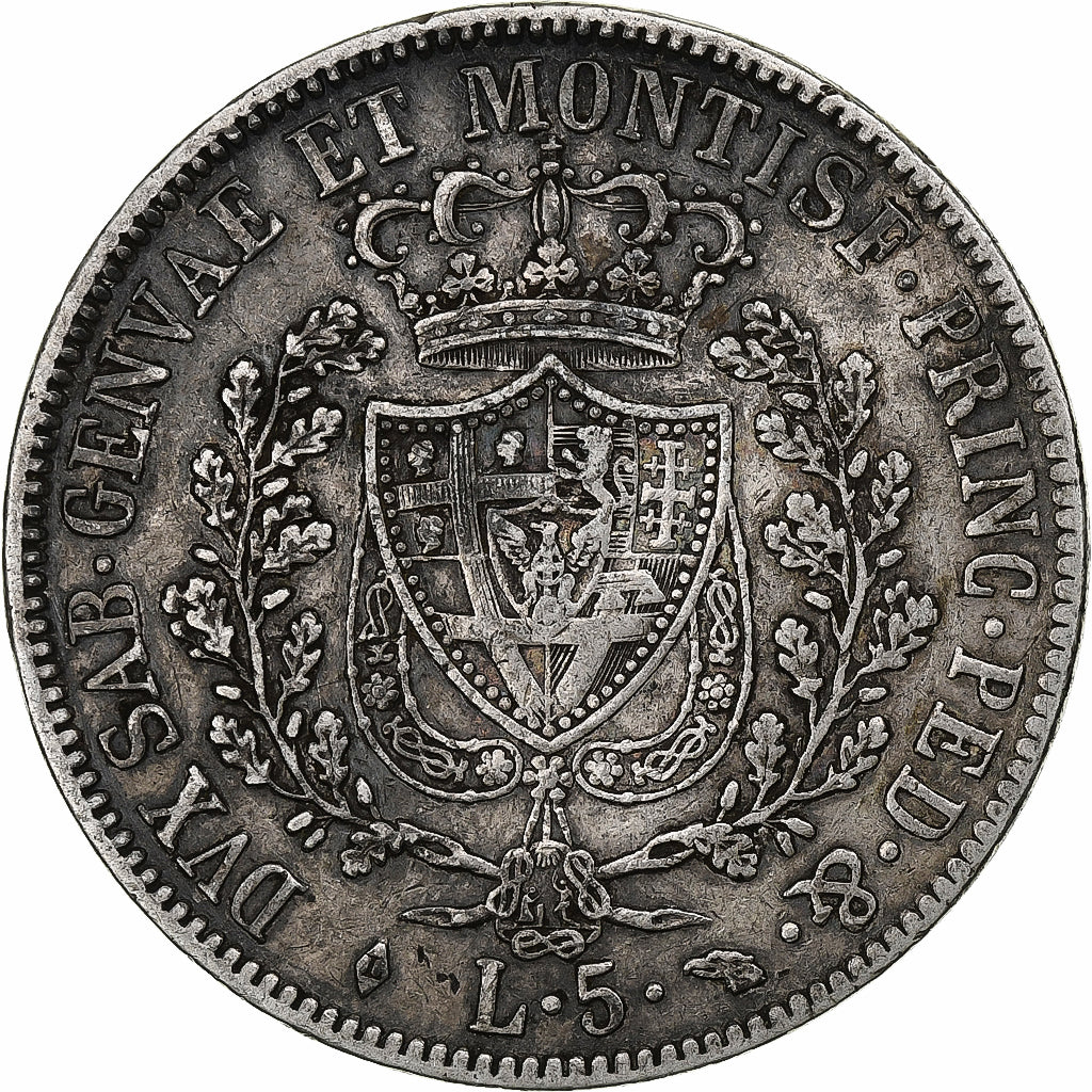 Kingdom of Sardinia, Carlo Felice, 5 Lire, 1830, Torino, Prata, AU(50-53)