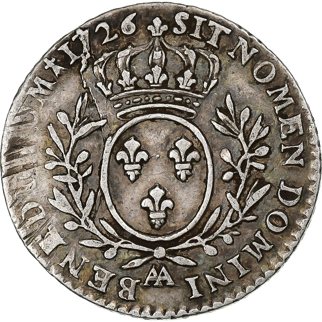 França, Louis XV, 1/10 Écu aux branches d'olivier, 1726, Metz, Prata
