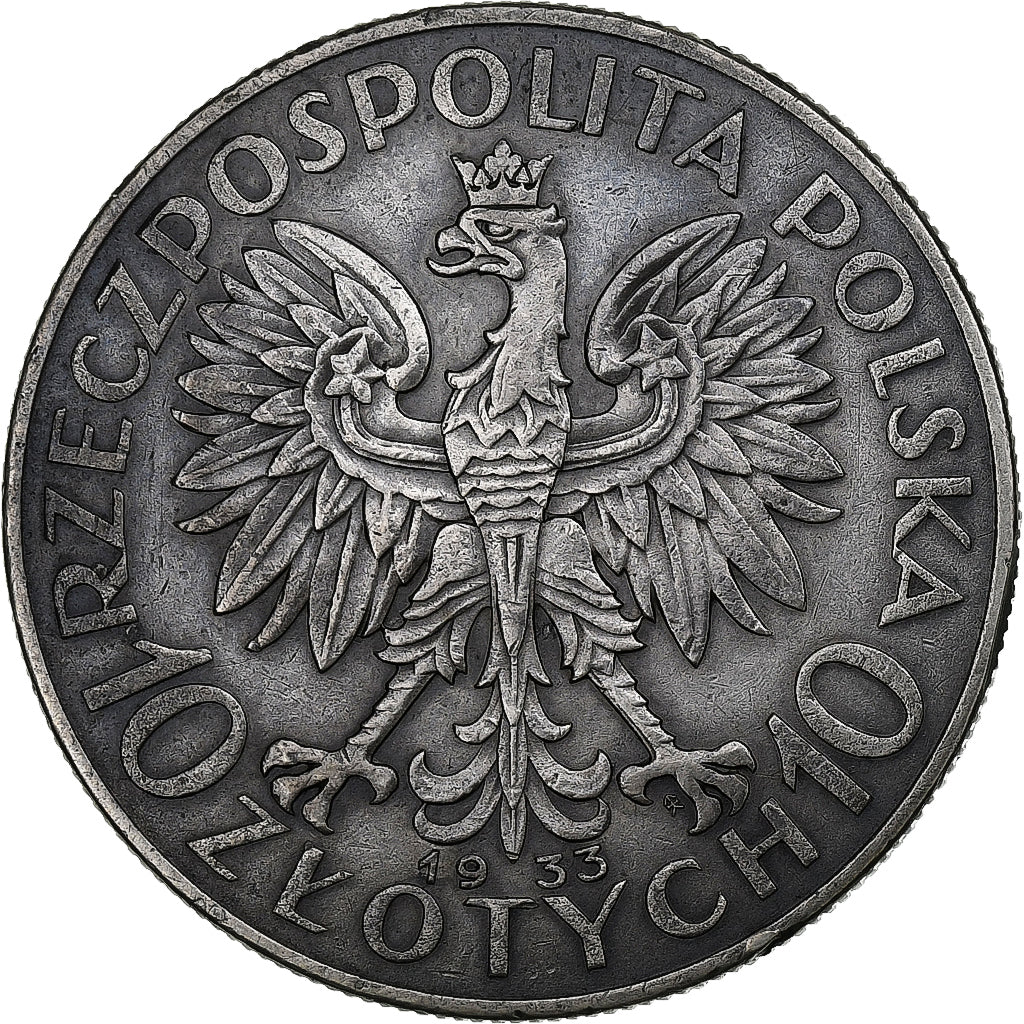 Poland, 10 Zlotych, 1933, Warsaw, Silver, AU(50-53)