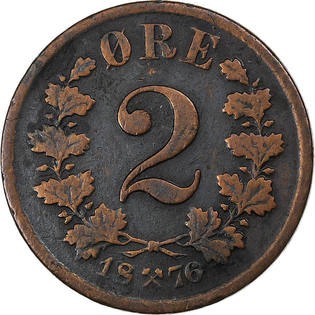Norvège, Oscar II, 2 Öre, 1876, Bronze, TTB, KM:353