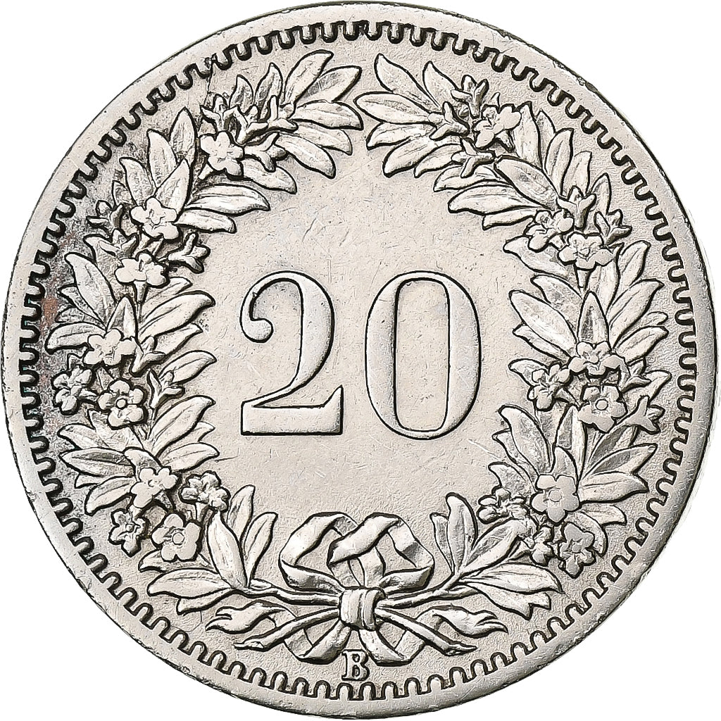 Suiza, 20 Rappen, Libertas, 1891, Bern, Níquel, MBC