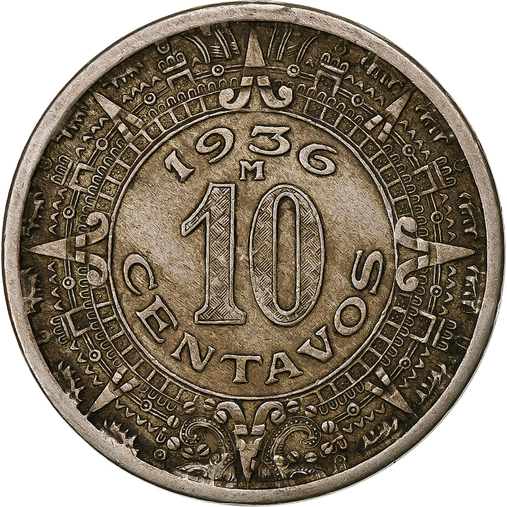 Messico, 10 Centavos, 1936, Mexico City, Rame-nichel, BB+, KM:432