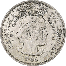 Uruguay, 10 Pesos, 1961, Montevideo, Silver, AU(50-53)