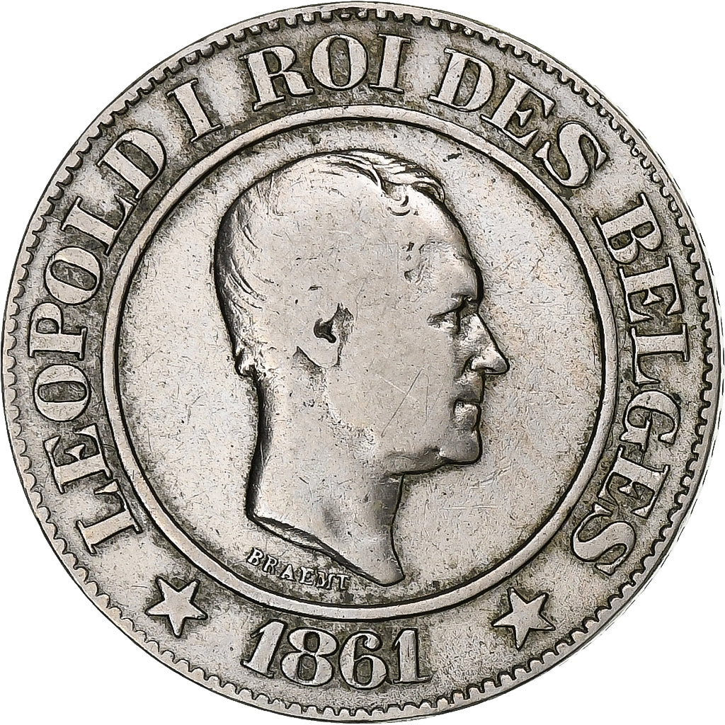Belgium, Leopold I, 20 Centimes, 1861, Brussels, Copper-nickel, VF(30-35)