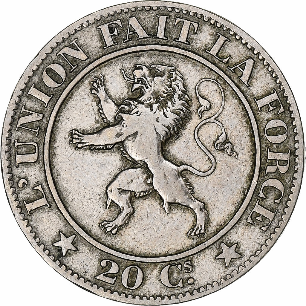Belgium, Leopold I, 20 Centimes, 1861, Brussels, Copper-nickel, VF(30-35)