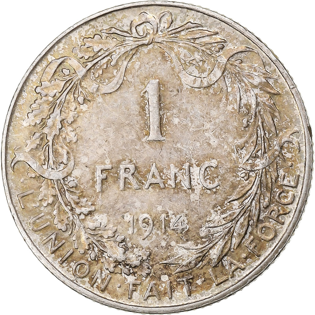 België, Albert I, 1 Franc, 1914, Brussels, Zilver, ZF, KM:72