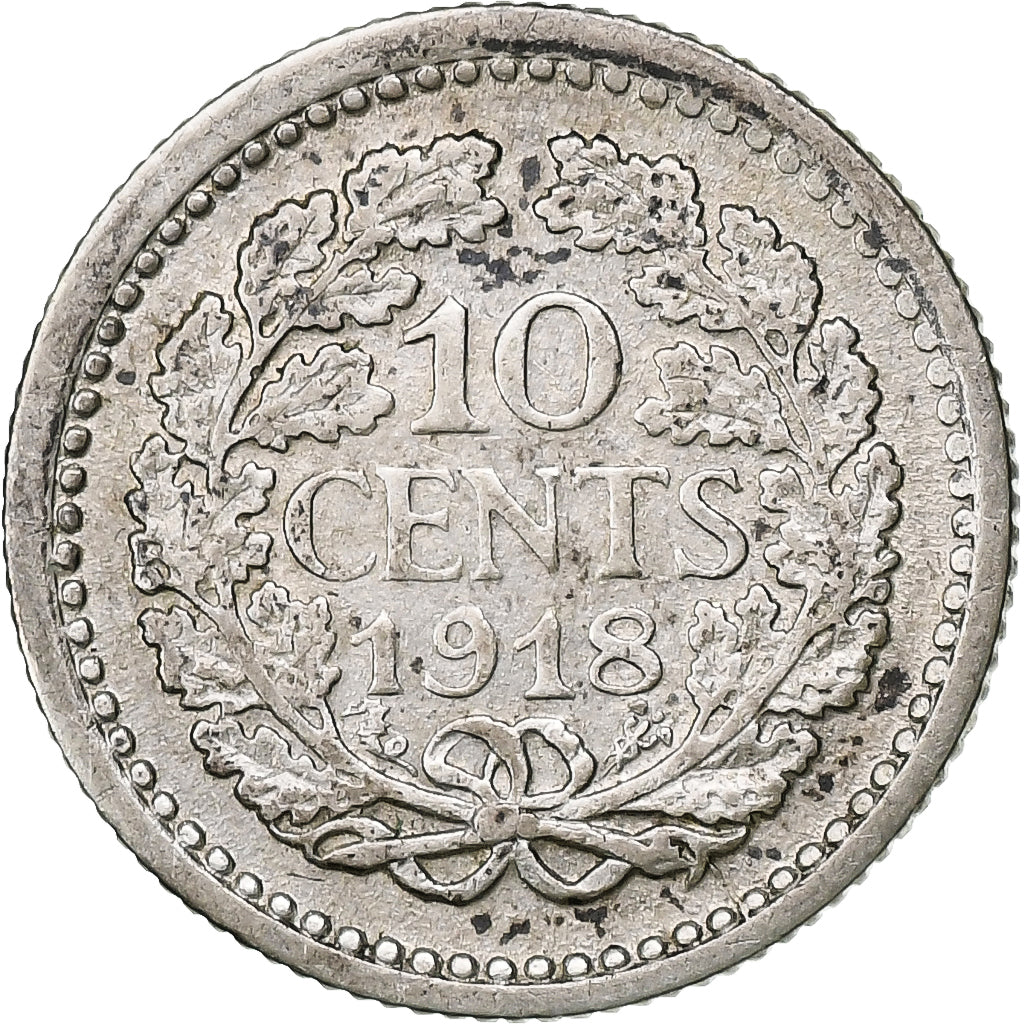 Nederland, Wilhelmina I, 10 Cents, 1918, Utrecht, Zilver, ZF, KM:145