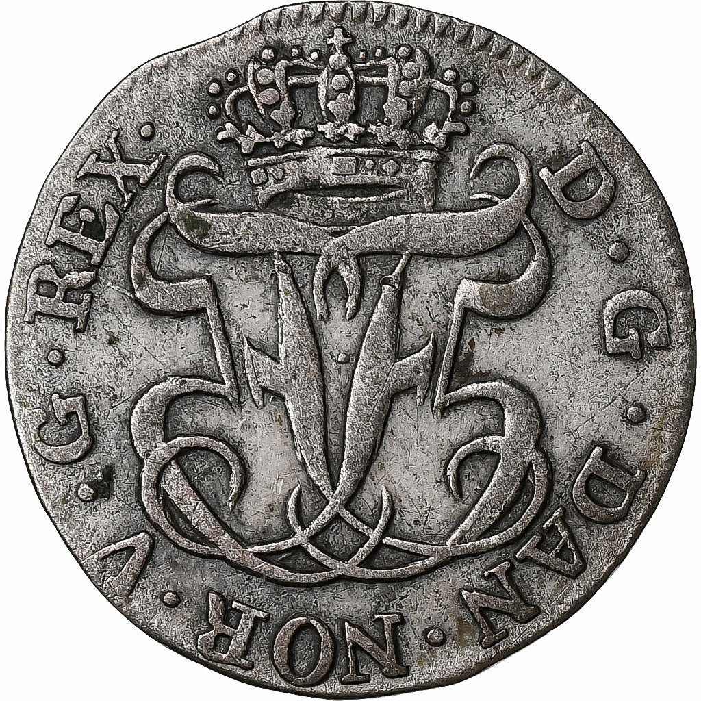 Danimarca, Frederik V, 2 Skilling, 1756, Copenhagen, Biglione, BB+
