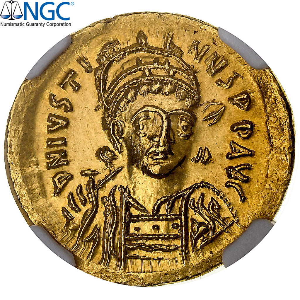 Justin I, Solidus, 518-527, Constantinople, Pedigree, Gold, NGC, MS(63), Sear:55