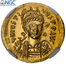 Justin I, Solidus, 518-527, Constantinople, Pedigree, Gold, NGC, MS(63), Sear:55