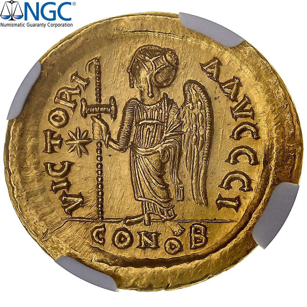 Justin I, Solidus, 518-527, Constantinople, Pedigree, Gold, NGC, MS(63), Sear:55