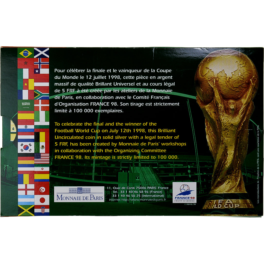 France, 5 Francs, Finale de la Coupe du Monde 1998, 1998, MDP, BU, Silver
