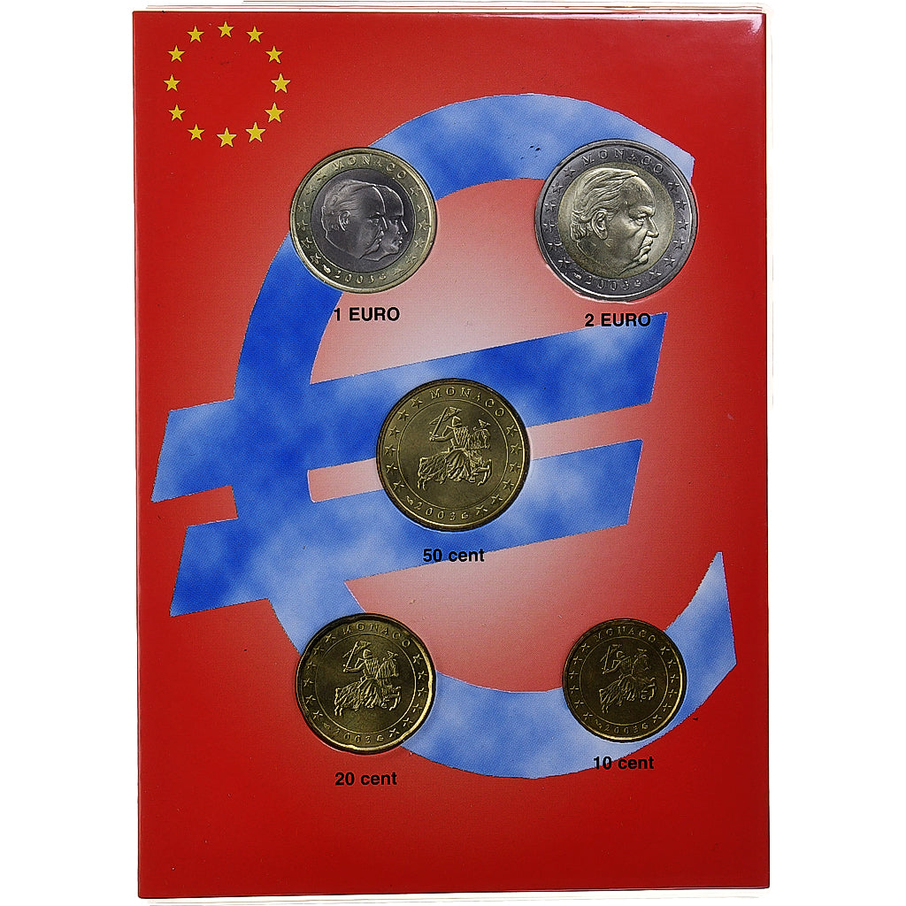 Monaco, Rainier III, 10 Cents to 2 Euro, FDC, 2003, MDP, FDC