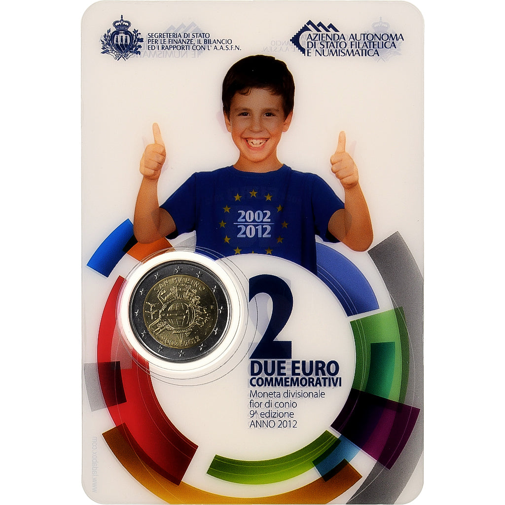 Saint Marin , 2 Euro, 10e anniversaire de l'euro, Coin card.FDC, 2012, Rome