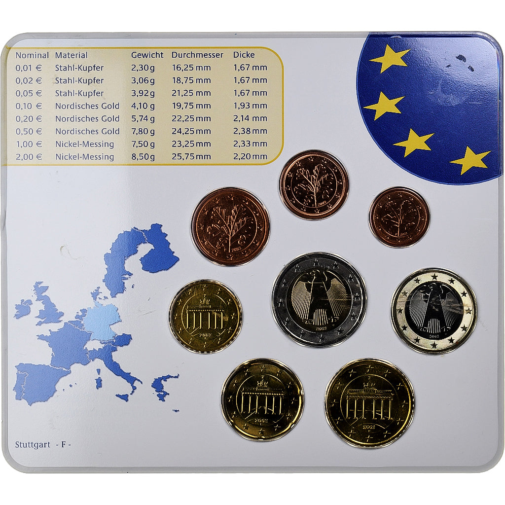 Niemcy, Set 1 ct. - 2 Euro, Coin card.FDC, 2003, Stuttgart, ND, MS(65-70)