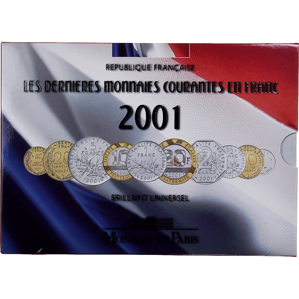 France, Coffret 1 c. à 20 frs., 2001, MDP, BU, MS(65-70)