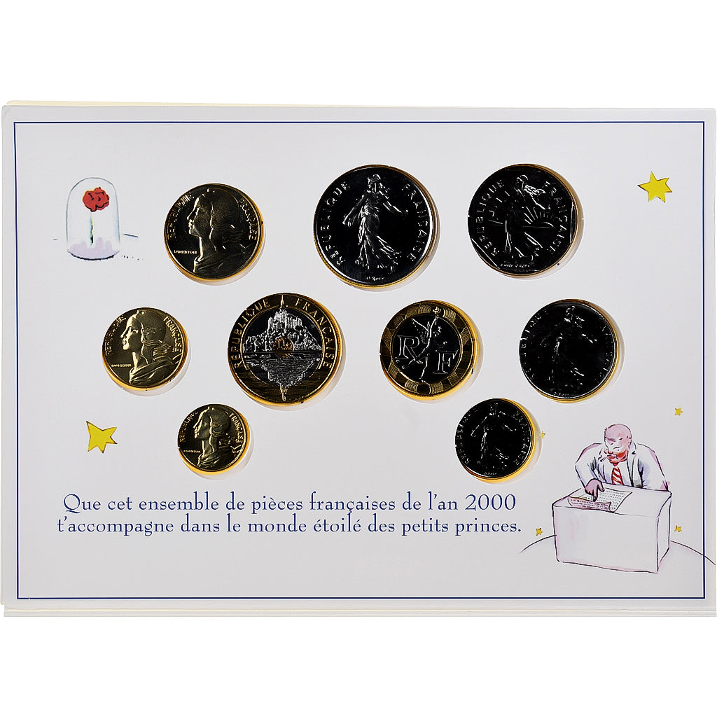 France, Coffret 1 c. à 20 frs., Petit Prince, 2000, MDP, BU, MS(65-70)